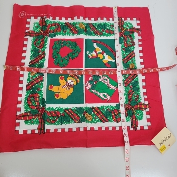 Vintage Bandana Scarf Christmas All Cotton Retro made in USA SET - Picture 9 of 13